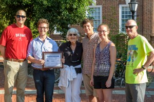 photo of Markell family with Mike Fortner and Mark Deshon
