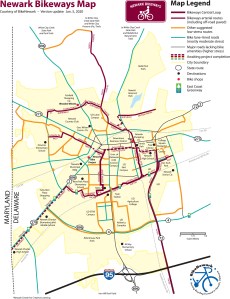 graphic of Newark Bikeways map