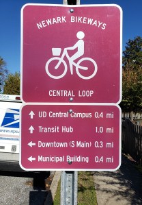 photo of wayfinding signage on Orchard Rd. northbound at Winslow Rd.