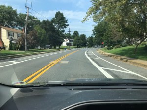 photo of motorist's view of buffered lanes on Casho Mill Road