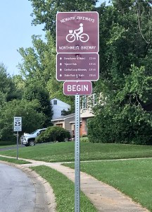 photo of signs at the beginning of the Northwest Bikeway