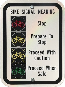 photo of bike signal meaning sign