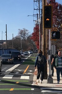 photo of bikeway at Academy Street looking west