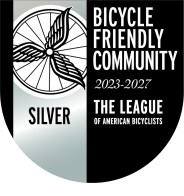 graphic of silver Bicycle Friendly Community seal for 2023-2027