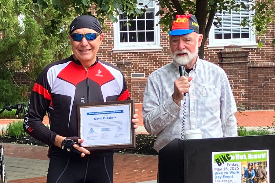 photo of Dave Sokola (with award certificate) and Bob McBride
