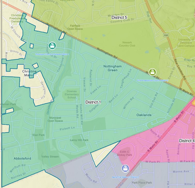A map of Newark's city council District 1.