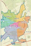 A map of Newark's six city council districts.