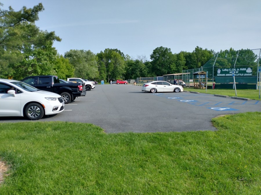 The parking lot at Leroy C. Hill Park.