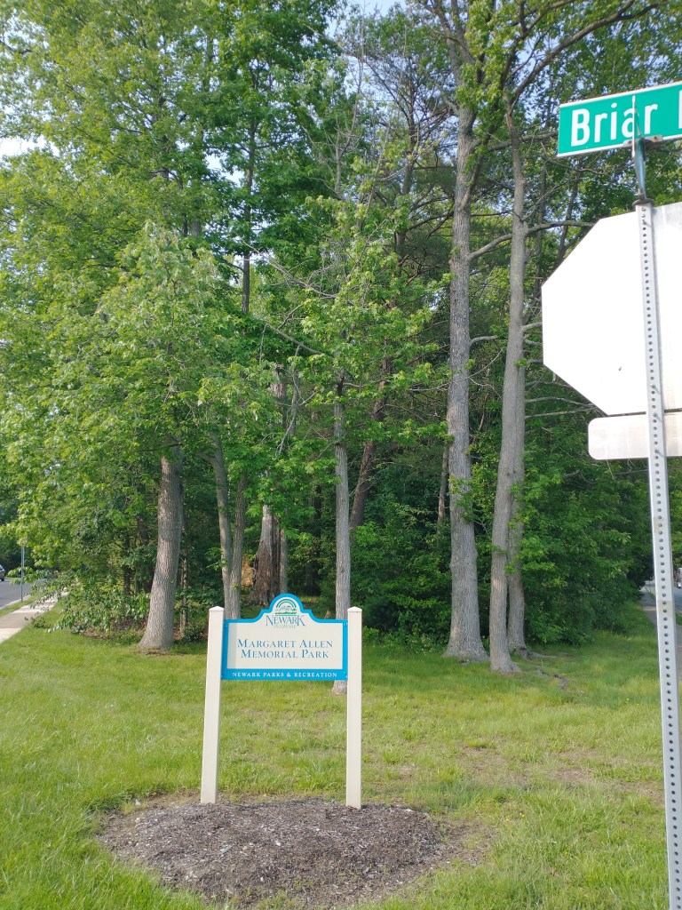 Margaret Allen Memorial Park. There are no paths or roads leading into the park.