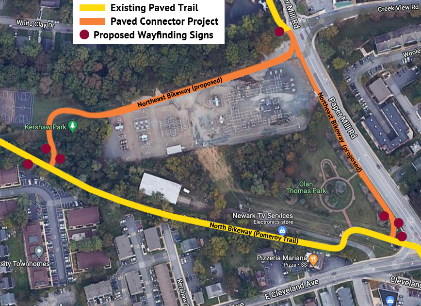 aerial diagram of Northeast Bikeway Connector Trails project