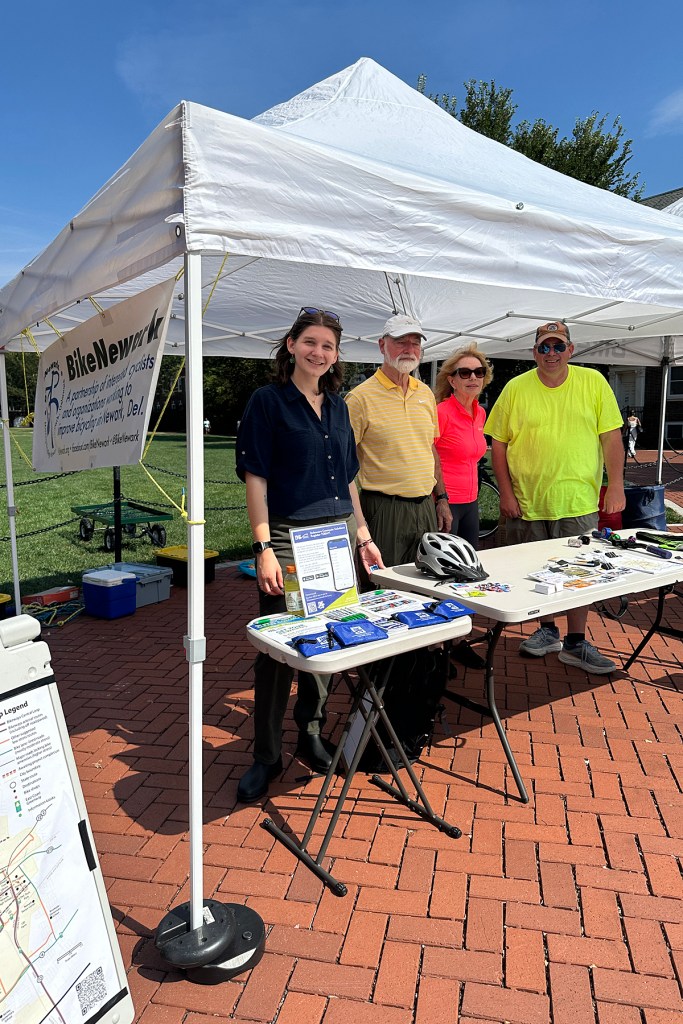 photo of the BikeNewark tent and volunteer crew